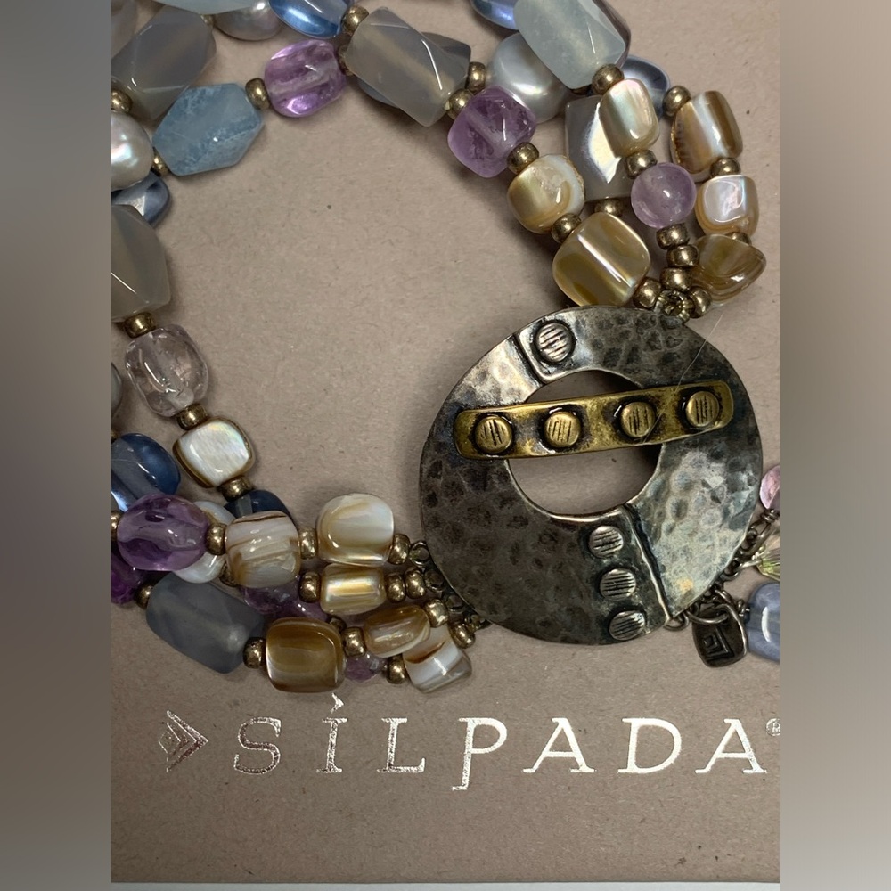 Silpada Vintage Rare HTF Sterling Silver STONECRAFTERS Mixed Materials Bracelet